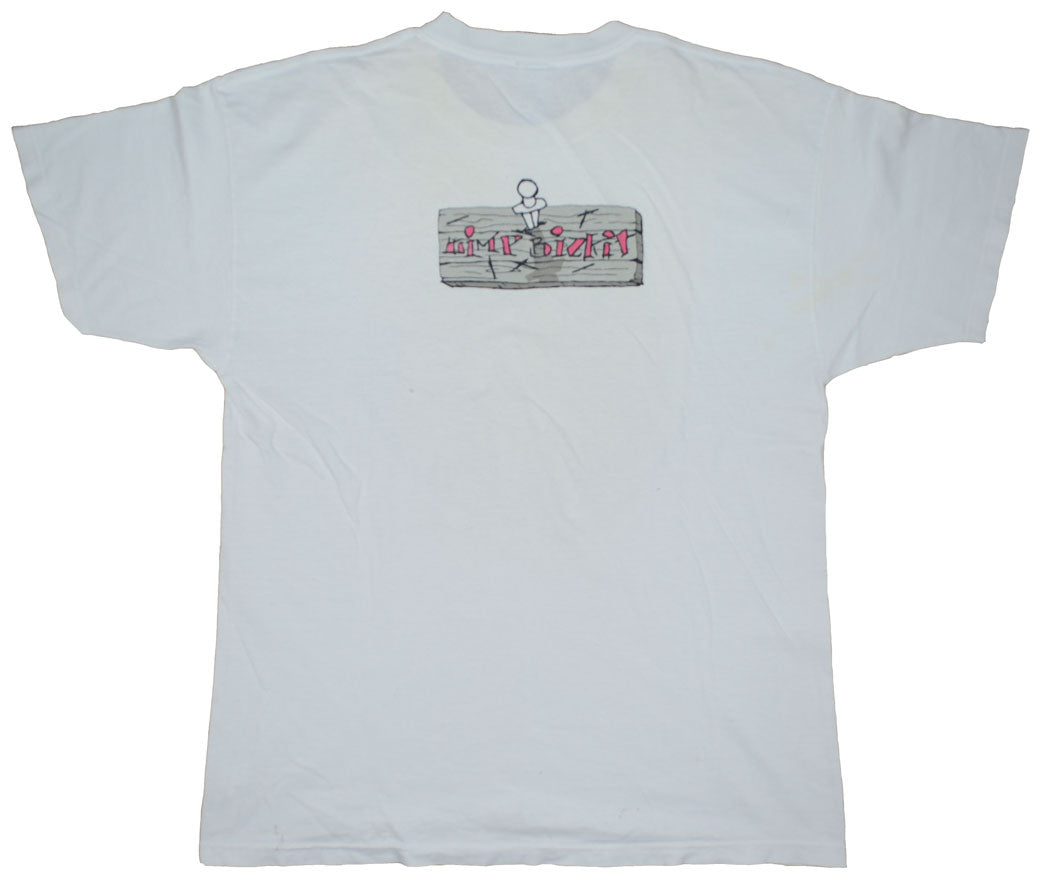 Vintage Limp Bizkit 1998 "Three Dollar Bill, Yall$" Band Shirt  Three Dollar Bill, Yall$ was the debut album by American rap rock band Limp Bizkit. The best and more groundbreaking songs of the album are Counterfeit and Faith. The album went double platinum in 2001. The tee has a really good fade and vintage look. Minor distress on the neck.