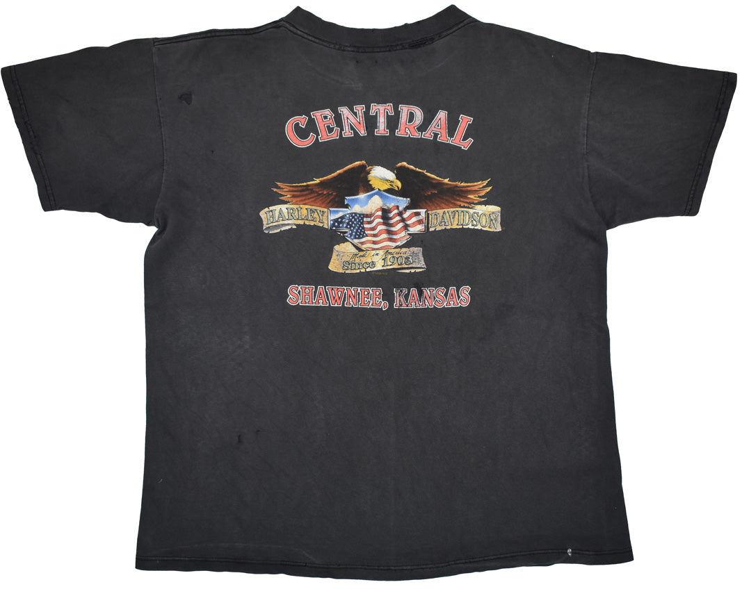 Vintage Harley Davidson 1998 "American Classic Reflections" Shirt Vintage Harley Davidson shirt with a crazy distressed and fade. The shirt has some holes and stains. Perfect vintage look. See photos for a detailed look.