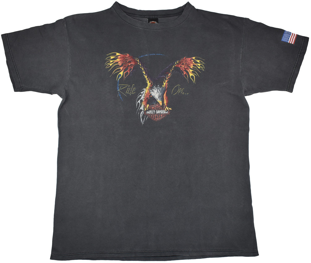 Vintage Harley Davidson 90s "Eagle" Shirt Vintage Harley Davidson shirt with a crazy front eagle graphic. The shirt has a perfect fade and vintage look. Small stains on the piece. See photos for a detailed look.