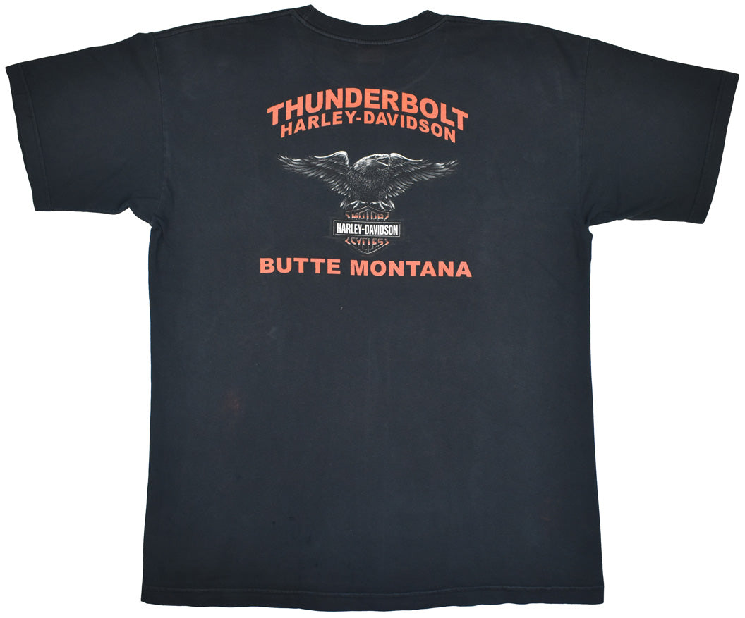 Vintage Harley Davidson 00s "Thunderbolt" Shirt Vintage Harley Davidson shirt with a super cool vintage look. The shirt has some stains allover the piece. See photos for a detailed look.