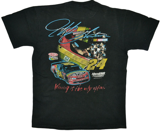 Vintage Nascar 1998 Jeff Gordon "Winning Is The Only Option" Shirt Vintage Nascar shirt with a cool back print of the famous Jeff Gordon with some details at the front. The shirt has a really good fade and vintage condition.