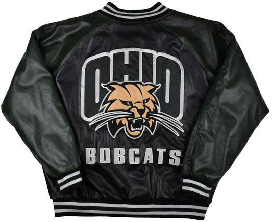 Vintage Ohio Bobcats 90s Varsity Jacket Vintage Ohio Bobcats varsity jacket with a big back image and some details at the front. Minor holes or stains. Perfect vintage condition.