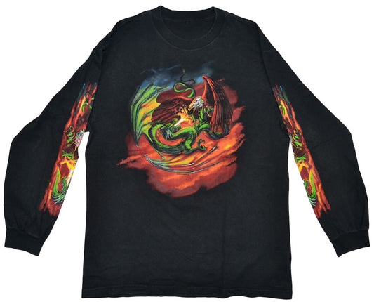 Vintage Black Cherokee County Cycles 2000 Long-Sleeve Shirt Vintage motorcycle long-sleeve shirt Black Cherokee County Cycles with crazy graphics and details. The shirt has a really good vintage condition.