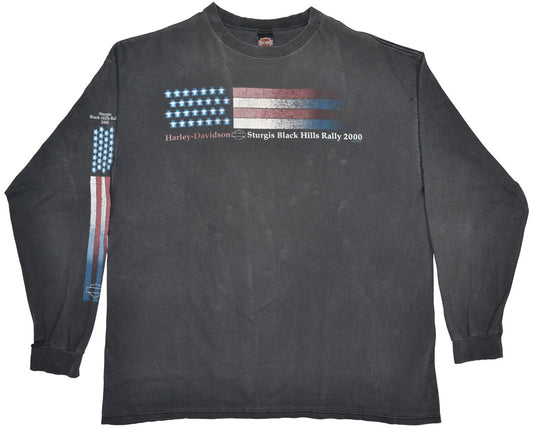 Vintage Harley Davidson 2000 "Black Hills Rally" Long-Sleeve Shirt Vintage Harley Davidson long-sleeve shirt with a super cool fade and vintage look. Graphics on both sides and at the sleeves.