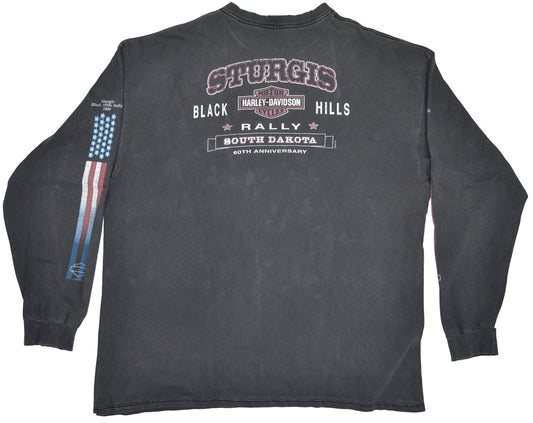 Vintage Harley Davidson 2000 "Black Hills Rally" Long-Sleeve Shirt Vintage Harley Davidson long-sleeve shirt with a super cool fade and vintage look. Graphics on both sides and at the sleeves.