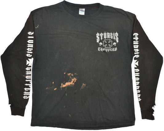 Vintage Sturgis Choppers 00s Long-Sleeve Shirt Vintage Sturgis shirt with a really good vintage look. Some stains allover the shirt. Holes at the sleeves and allover the piece. See photos for a detailed look.