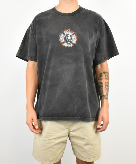 SKULL FLAMES Vintage T-Shirt (L)