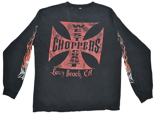 Vintage West Coast Choppers 00s Long-sleeve Shirt Vintage West Coast Choppers long-sleeve shirt with a really cool and classic back print. Incredible details on the sleeves. Perfect fade and perfect vintage condition.
