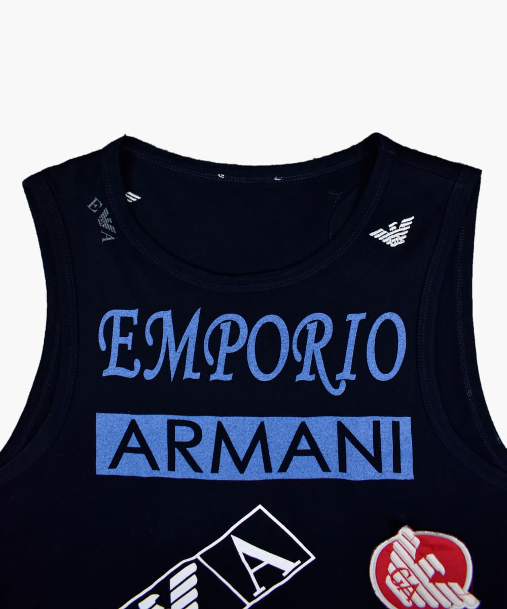 Emporio Armani hat print T-shirt Black - Sleeveless top T by