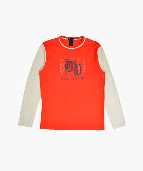 VERSACE Tシャツ メンズ レッド T-shirts GIANNI VERSACE MENS T-SHIRT SIGNATURE EMBROIDERED LOGO