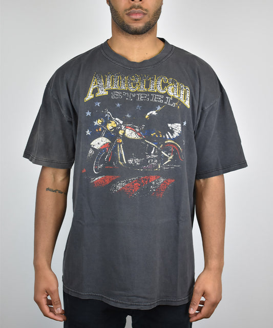 AMERICAN STEEL MOTORCYCLE Vintage T-Shirt (L)