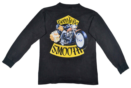 Vintage Promotional T-Shirt 1991 Camel Cigarettes "Born To Be Smooth"  This is a vintage promotional shirt from the American brand of cigarettes Camel. The long sleeve presents a really good fade and vintage look.