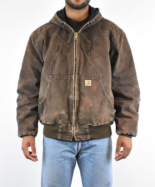 90s CARHARTT Vintage Hooded Work Jacket (Oliva)