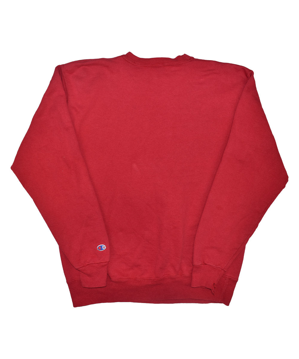 VINTAGE Champion Embroidered Logo Blank Red Crewneck Sweater sz XL