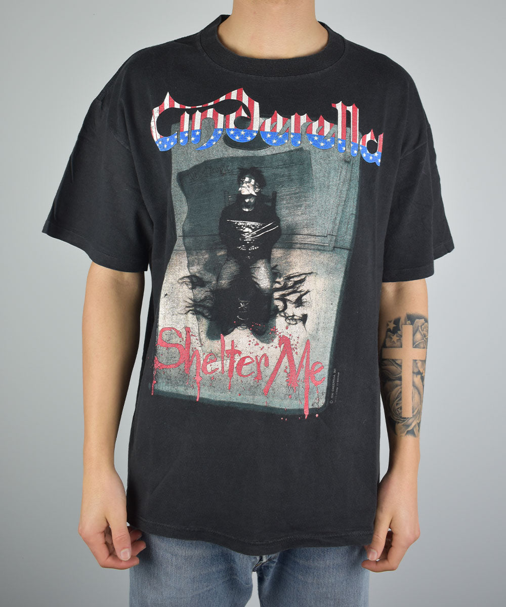 Rare!!! Vintage 90s Cinderella Band T-shirt online 1991 World Tour Shelter Me 3rd Album American Hard Rock Band Blues Heavy Metal Made in USA Black