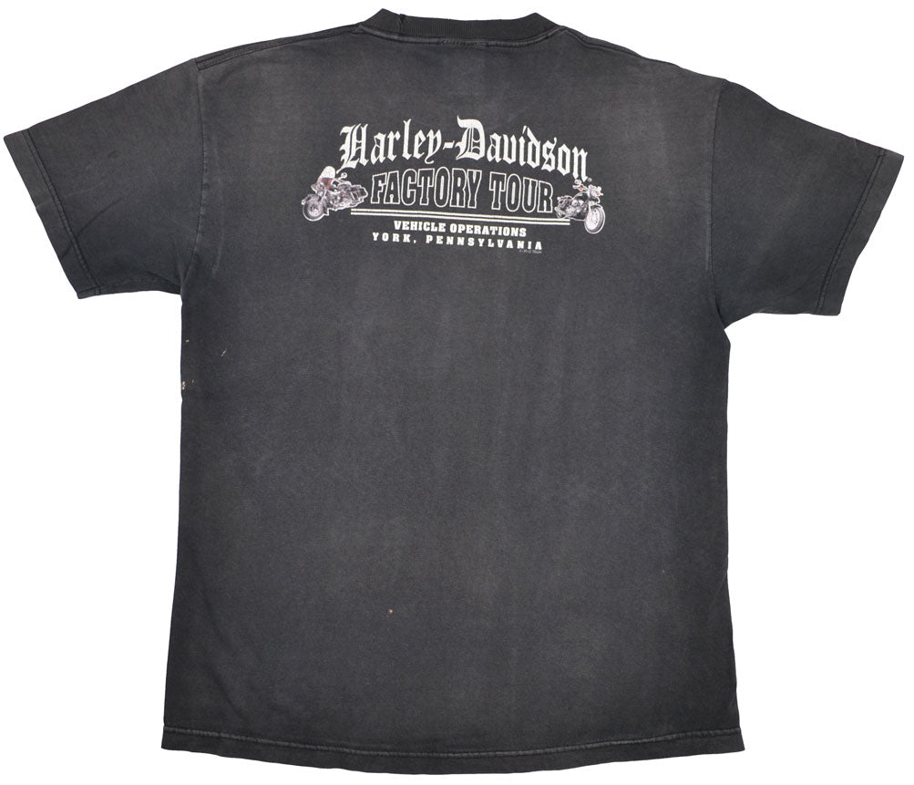 00s HARLEY DAVIDSON "Factory Tour" Camiseta Vintage