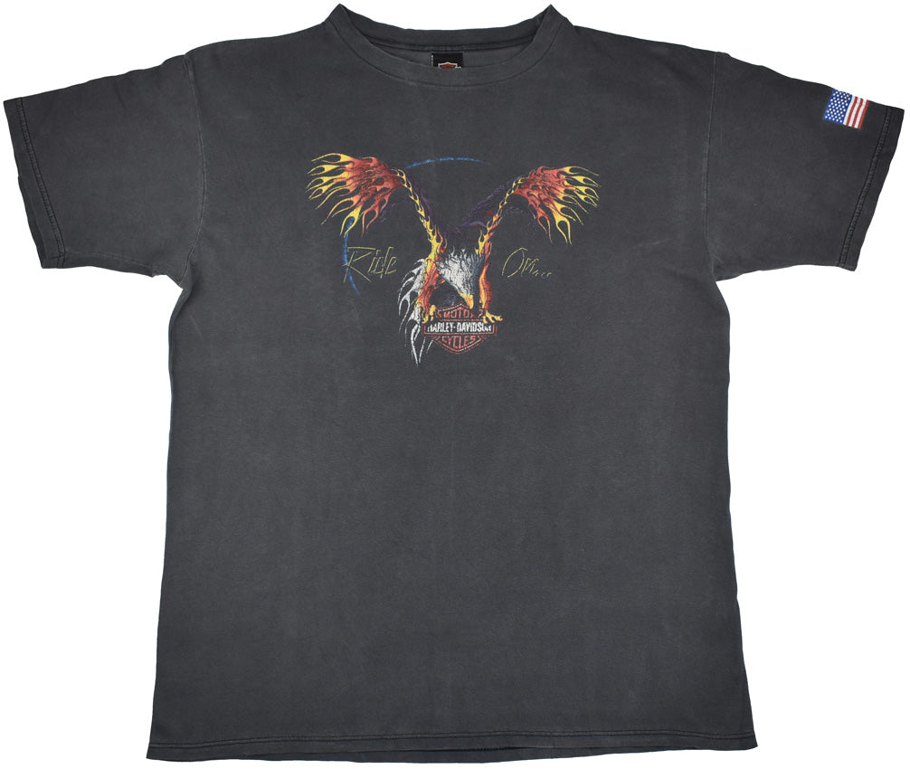 Vintage Harley Davidson 90s "Eagle" Shirt  Vintage Harley Davidson shirt with a crazy front eagle graphic. The shirt has a perfect fade and vintage look. Small stains on the piece. See photos for a detailed look.