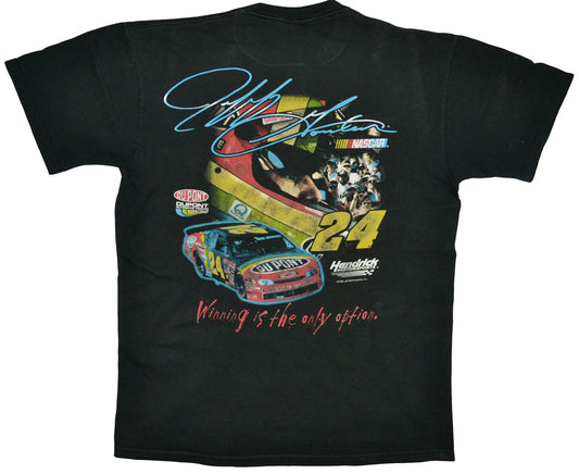 Vintage Nascar 1998 Jeff Gordon "Winning Is The Only Option" Shirt  Vintage Nascar shirt with a cool back print of the famous Jeff Gordon with some details at the front. The shirt has a really good fade and vintage condition.