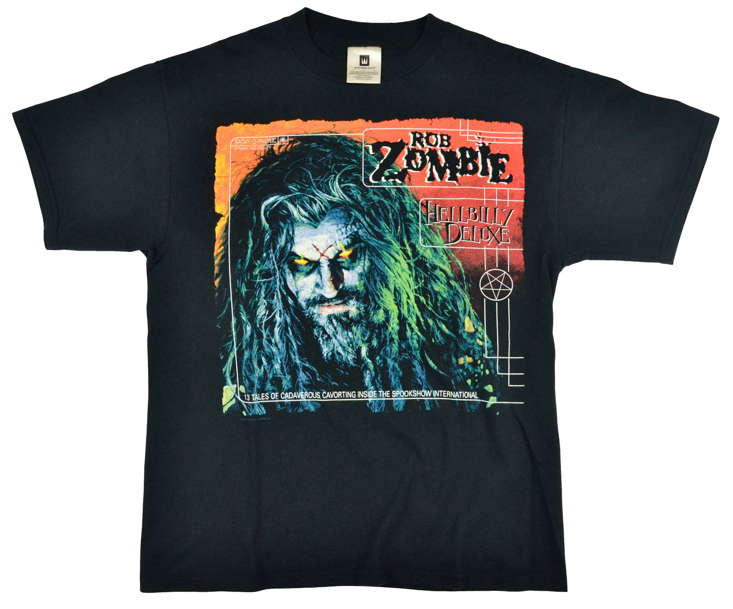 Vintage Rob Zombie 1998 "Hellbilly Deluxe" Band Shirt  "Great things come out of being hungry and cold. Once you're pampered, you get lazy". This shirt comes from his first solo album "Hellbilly Studio". Zombie's music has been described as "melding metal with industrial, hypnotic rhythms and haunting sounds". ﻿A fun fact is that Rob is vegan. The tee has a cool vintage look.