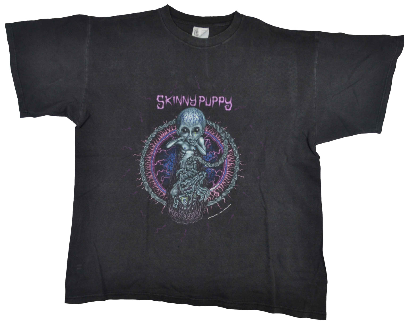 Vintage Skinny Puppy 1993 Band Shirt  Skinny Puppy is a Canadian industrial music group. Is widely considered to be one of the founders of the industrial rock and electro-industrial genres. The tee has a perfect fade and a crazy vintage look.