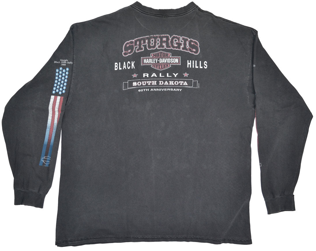 Vintage Harley Davidson 2000 "Black Hills Rally" Long-Sleeve Shirt  Vintage Harley Davidson long-sleeve shirt with a super cool fade and vintage look. Graphics on both sides and at the sleeves. 