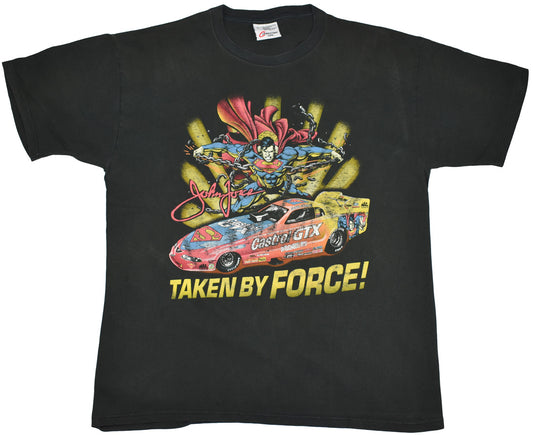 Vintage Nascar 1999 John Force "Taken By Force!" Shirt Vintage Nascar shirt with really cool two sides graphics. The shirt has a really good vintage look. See photos for a detailed look.