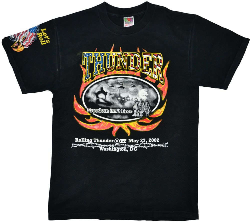 Vintage Rolling Thunder "War Memorial" 2002 Motorcycle Shirt  Vintage Rolling Thunder motorcycle shirt with cool graphics. Spirit of The Warriors. Really cool details all-around the shirt. The tee has a really good condition. 