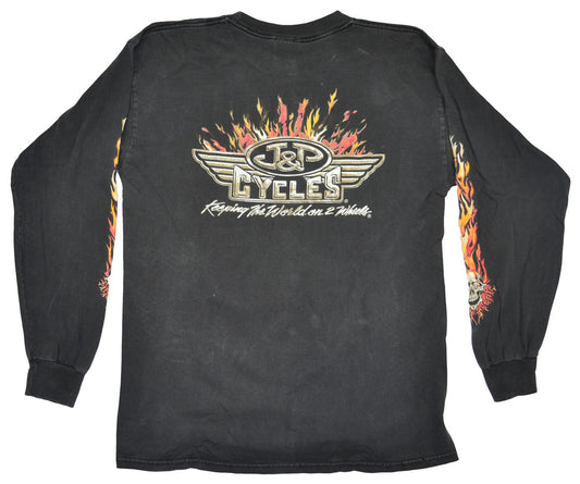 Vintage J&P Cycles Flame 00s Motorcycle Shirt